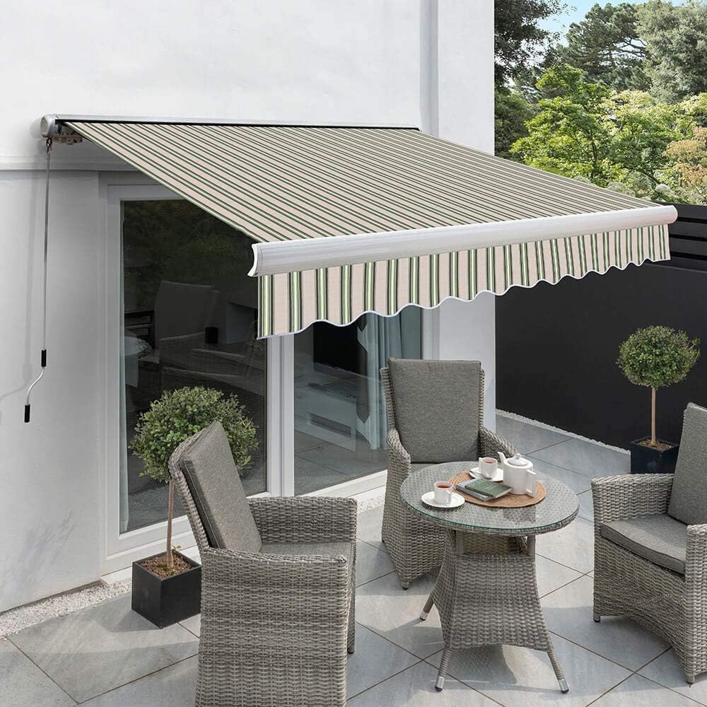 Primrose 3 0m X 2 5m Manual Electric Awning Full Cassette Diy Patio Awning Gazebo Canopy 9ft 10 Complete With Fittings And Winder Handle Manual Multi Stripe Amazon Co Uk Garden Outdoors