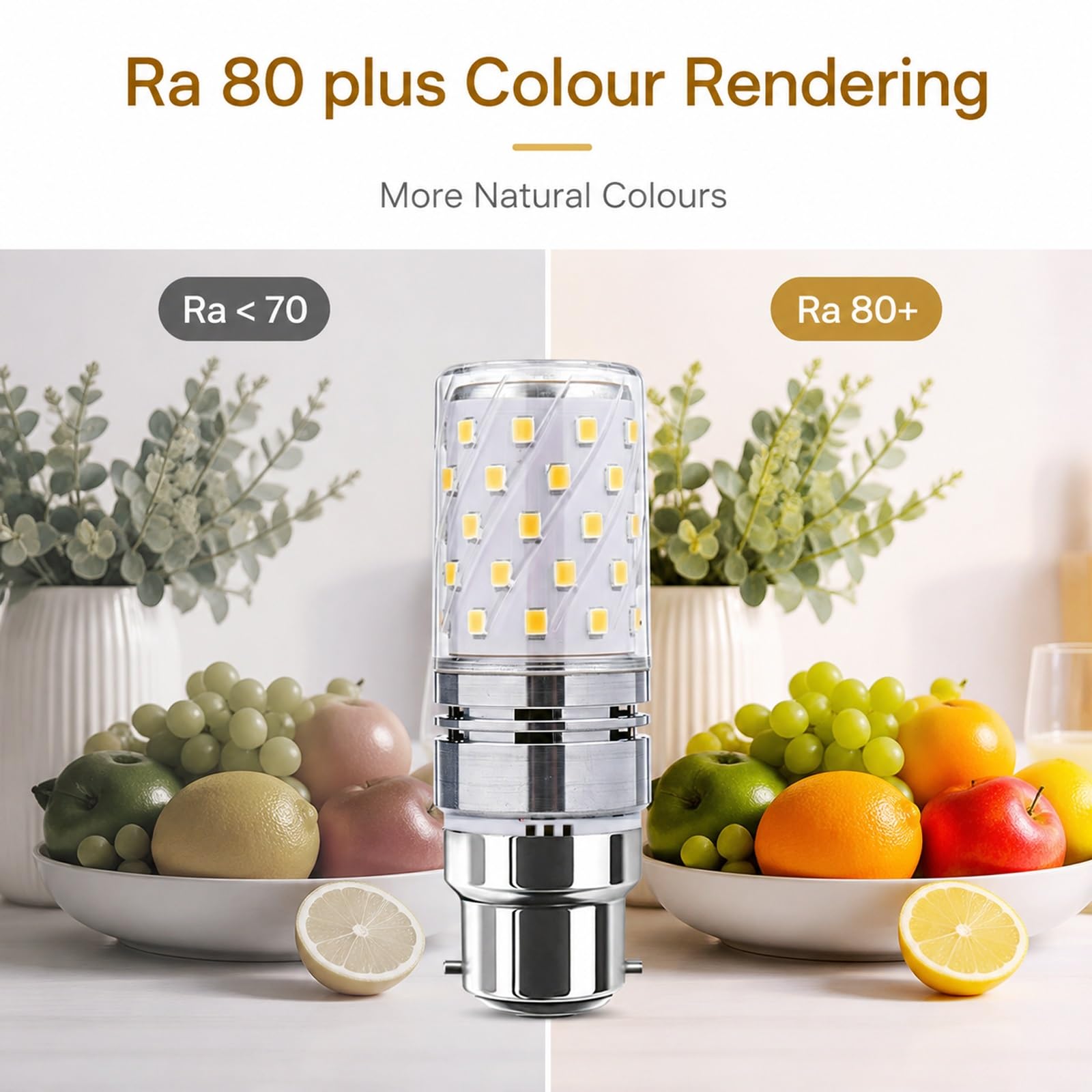 Ampoule LED Mais Culot Baïonnette B22 12W Equivalent 120W Non Dimmable Sans Scintillement IRC 80+ Economie D Energie Longue Duree Pour Chambre Salon Cuisine(Cool White 6000K,5 Pack)
