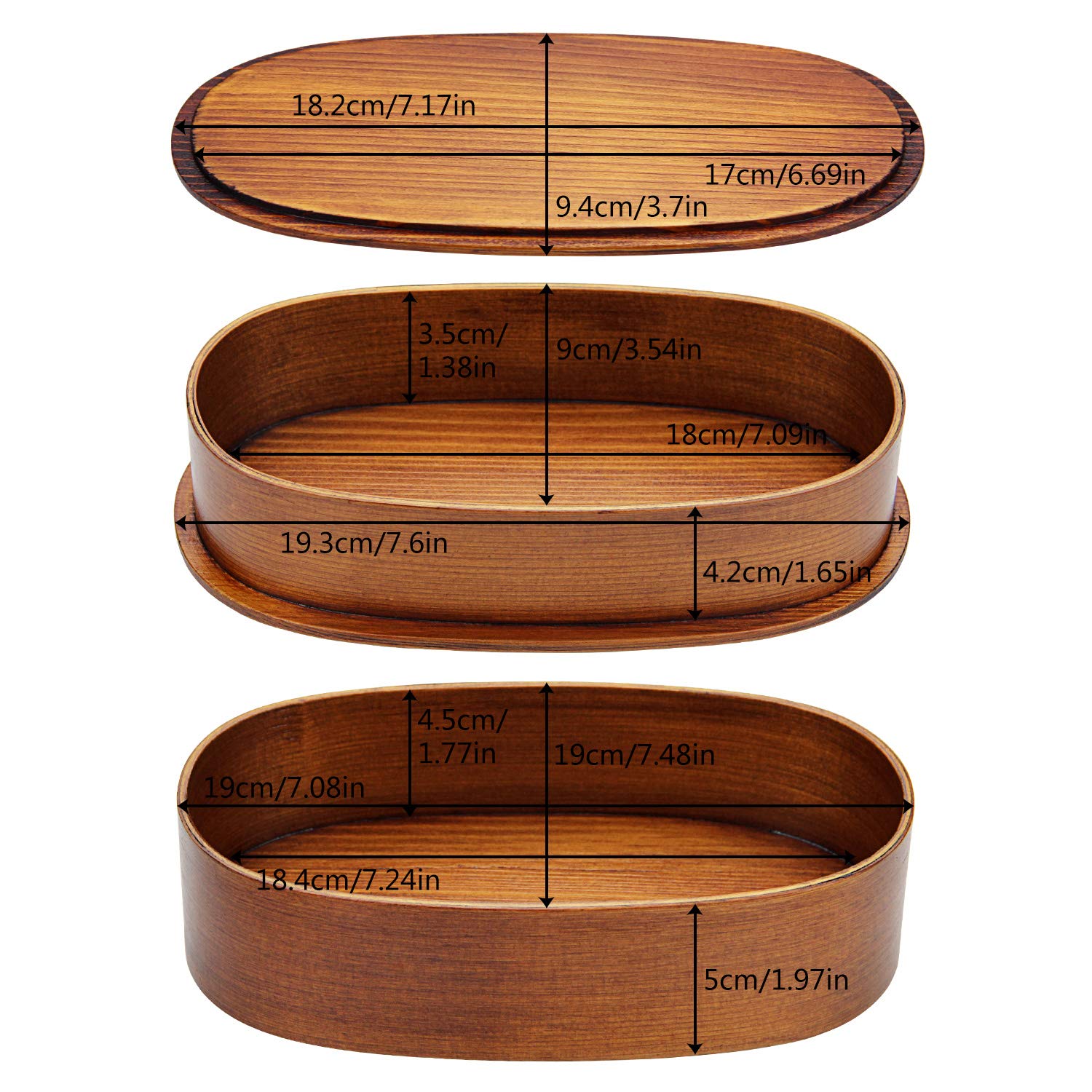 YFWOOD Boîte à bento japonaise double couche en bois naturel pour enfants et adultes pour pique-nique, bureau, école, randonnée, camping