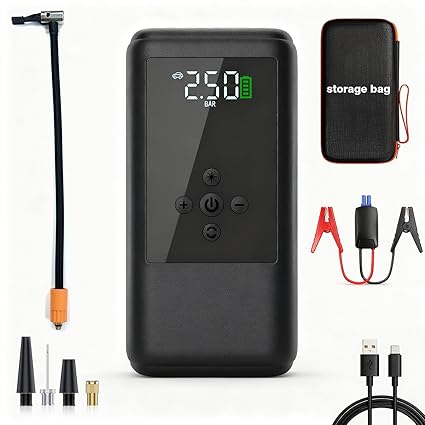 Jump Starters with Air Compressor | 250PSI Tire Inflator Portable Car Battery Booster