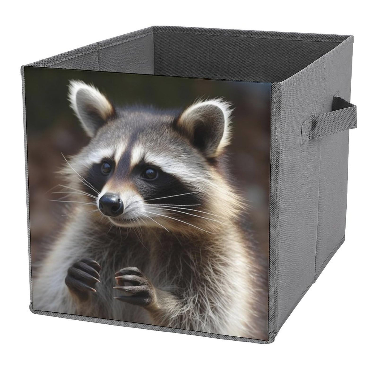 NONHAI Collapsible Storage Bins with Dual Handles Fabric Storage Basket Foldable Cubes Organizer Baskets Raccoon Storage Boxes for Organizing Clothing Cube Storage Organizer Bins