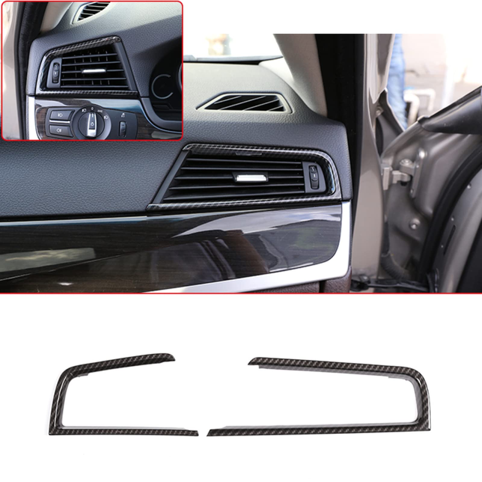 Real Carbon Fiber Dashboard Air Vent Trim For BMW F10 5 Series (2011-2017) – M Color Accent