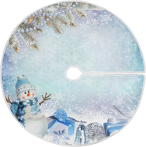 Aflyko Falda de árbol de Navidad, muñeco de nieve de fantasía, color azul plateado, base para árbol de Navidad, fiesta, hogar, sala de estar, disponible en Yaxa Mexico
