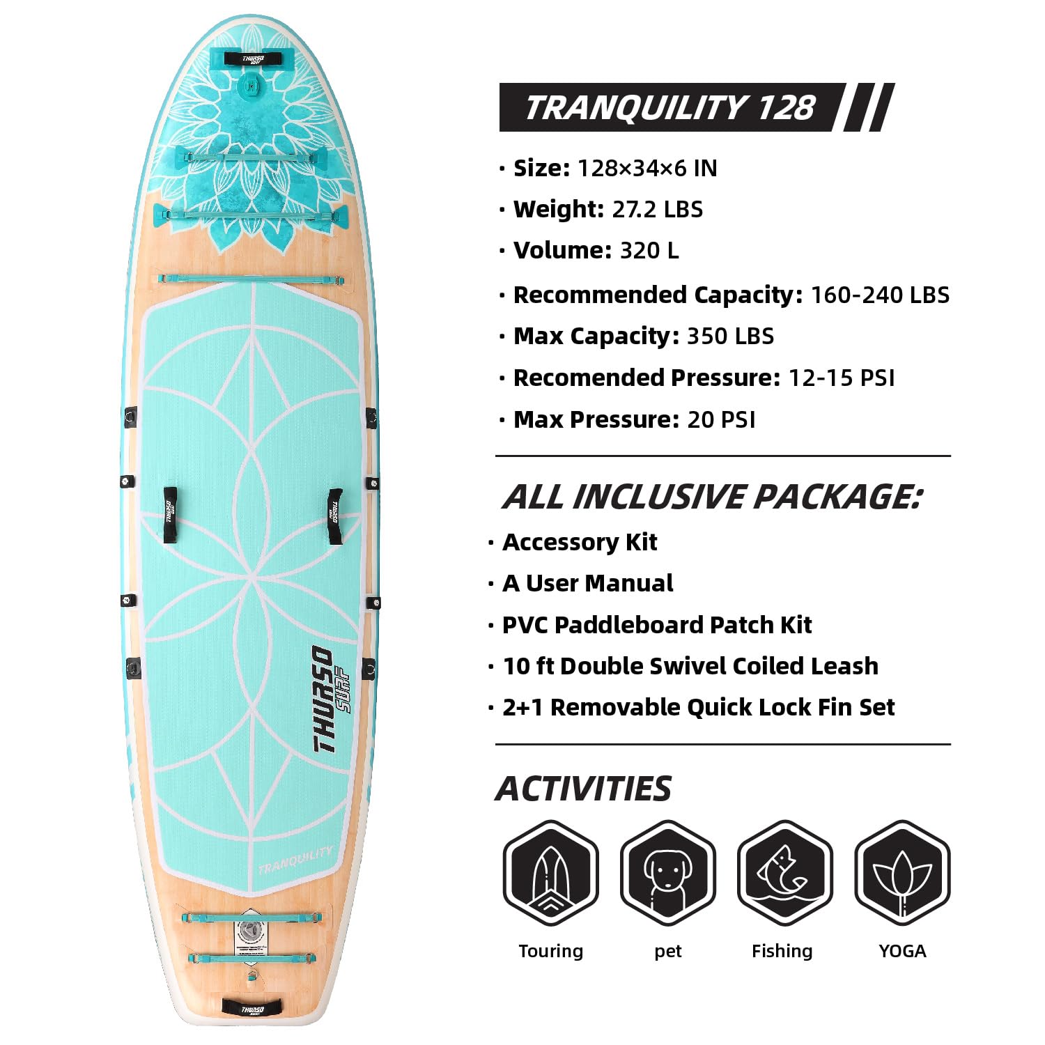 THURSO SURF Tranquility Yoga gonfiabile Stand Up Paddle Board SUP 10'8 x 34 '' x 6 '' Due strati