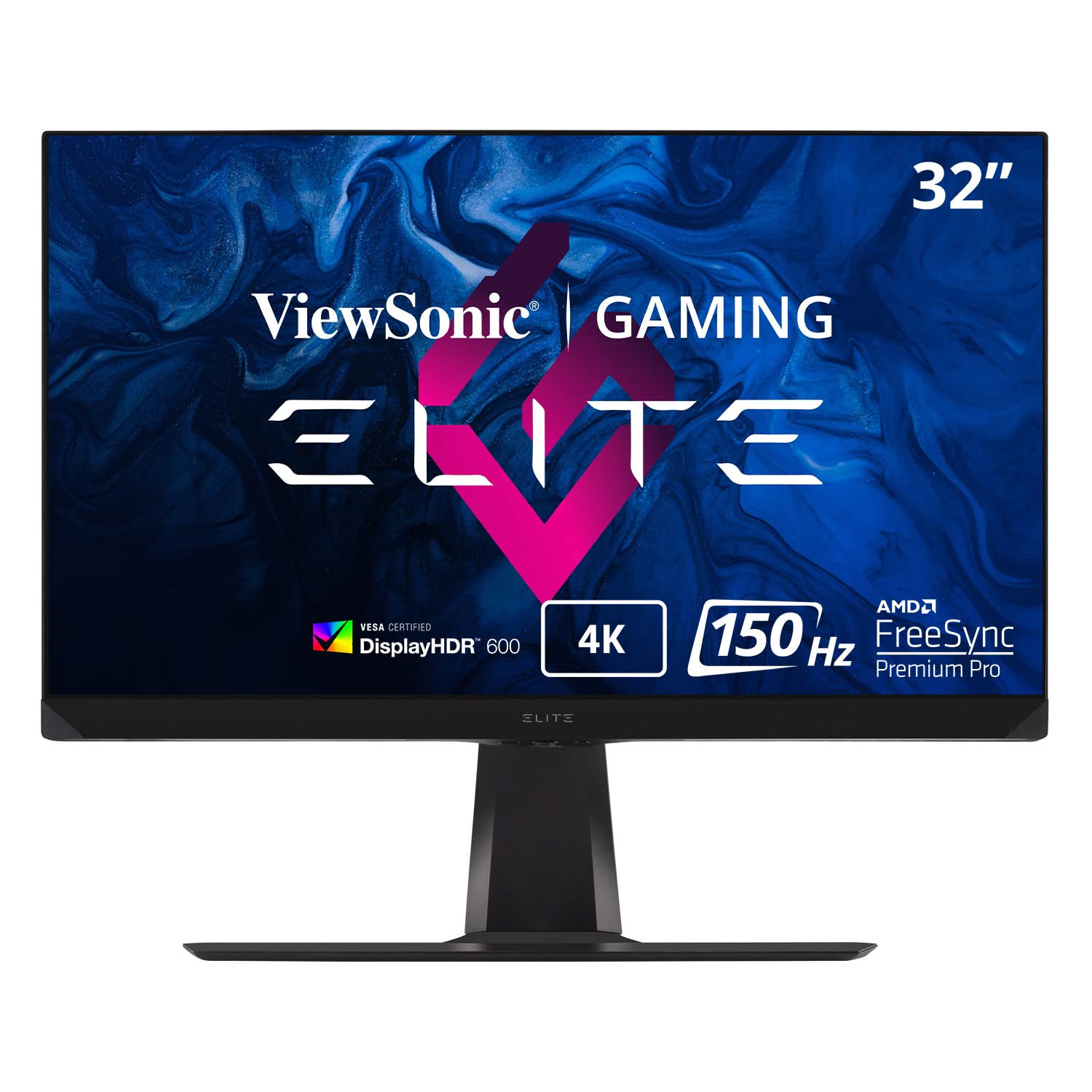 ViewsonicElite XG320U 32 Inch 4K UHD Gaming Monitor with 150Hz, 1ms, HDR 600, FreeSync Premium Pro, HDMI, DisplayPort, USB, and Advanced Ergonomics for Esports, Black