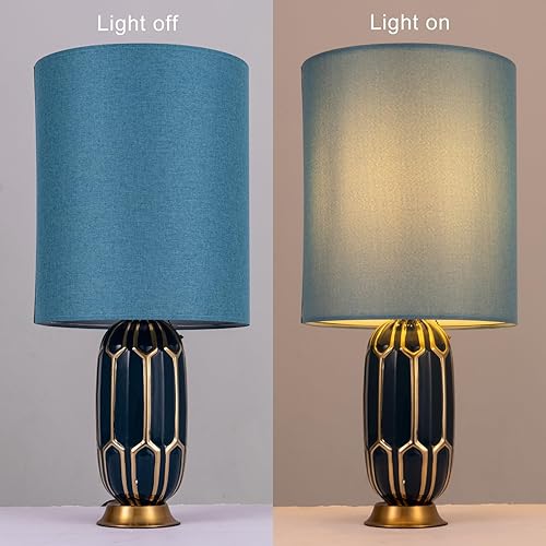 Miniatura 2 de Wellmet Pantalla azul de 14 x 14 x 17 pulgadas, montaje necesario para lámpara de mesa, lámpara de noche, lámpara de pie, pantalla de tambor de