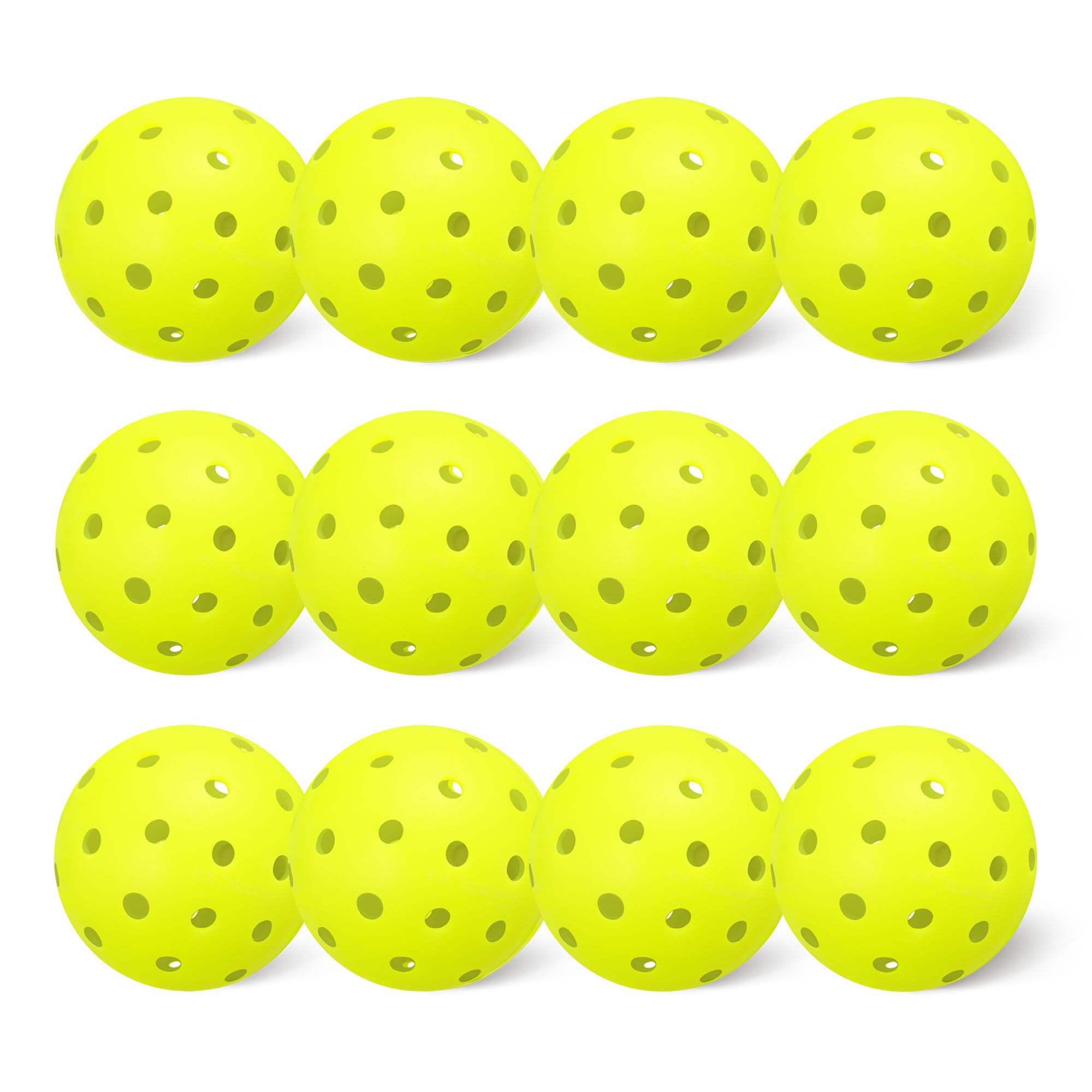 Amazon Basics Pickleball Balls, USAPA Approved, 40-Hole, 7.4 cm, Yellow, 12-Pack, for Outdoor Tournament Play