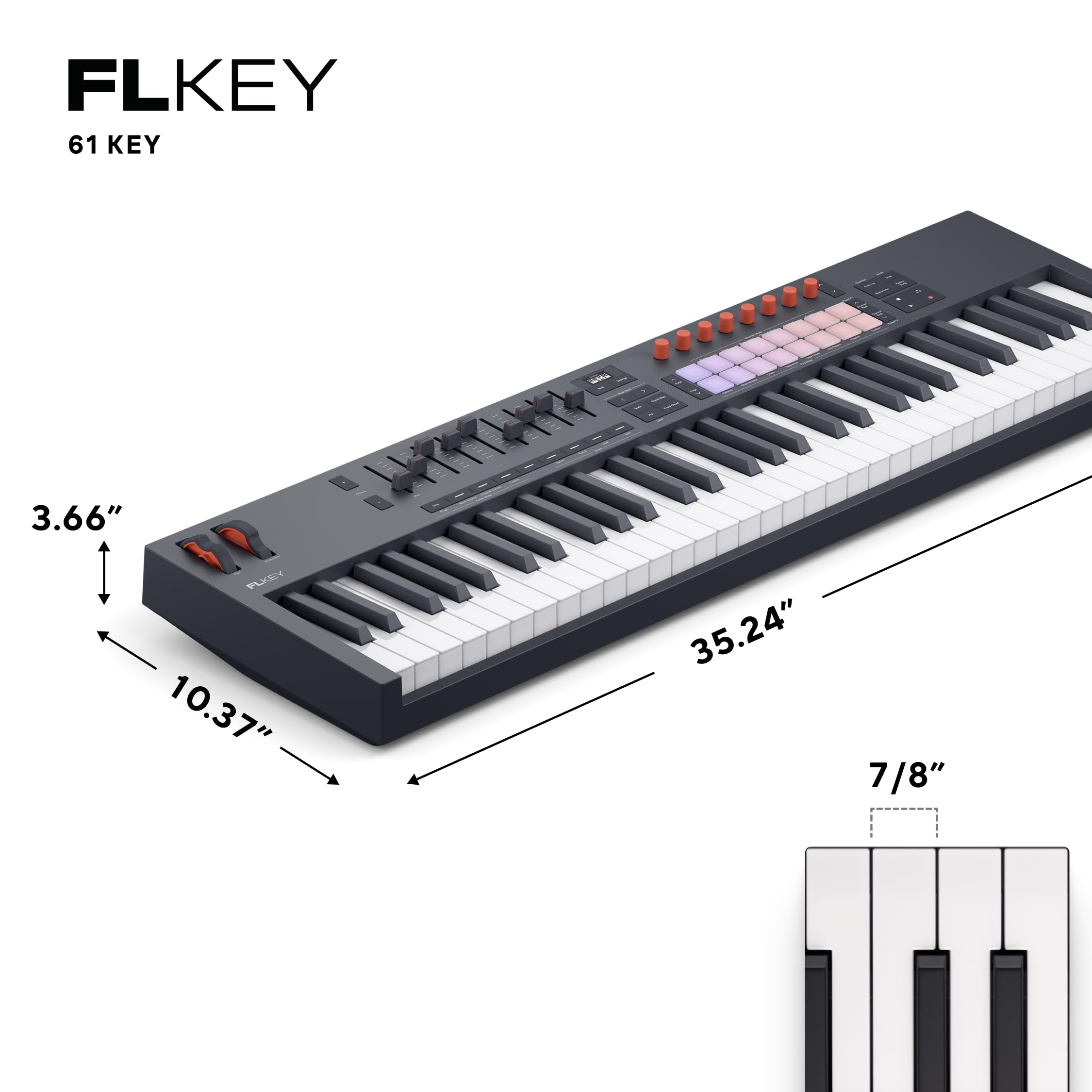 Novation FLkey 2 61 — Controller MIDI a tastiera con 61 tasti per FL Studio. Crea ritmi con tasti semipesati, USB, rotelle di pitch e modulazione, 16 drum pad, arpeggiatore e sei mesi di FL Studio
