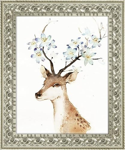 Golden State Art, marco de fotos de 8x10 con acabado ornamentado, color plateado beige, vidrio real