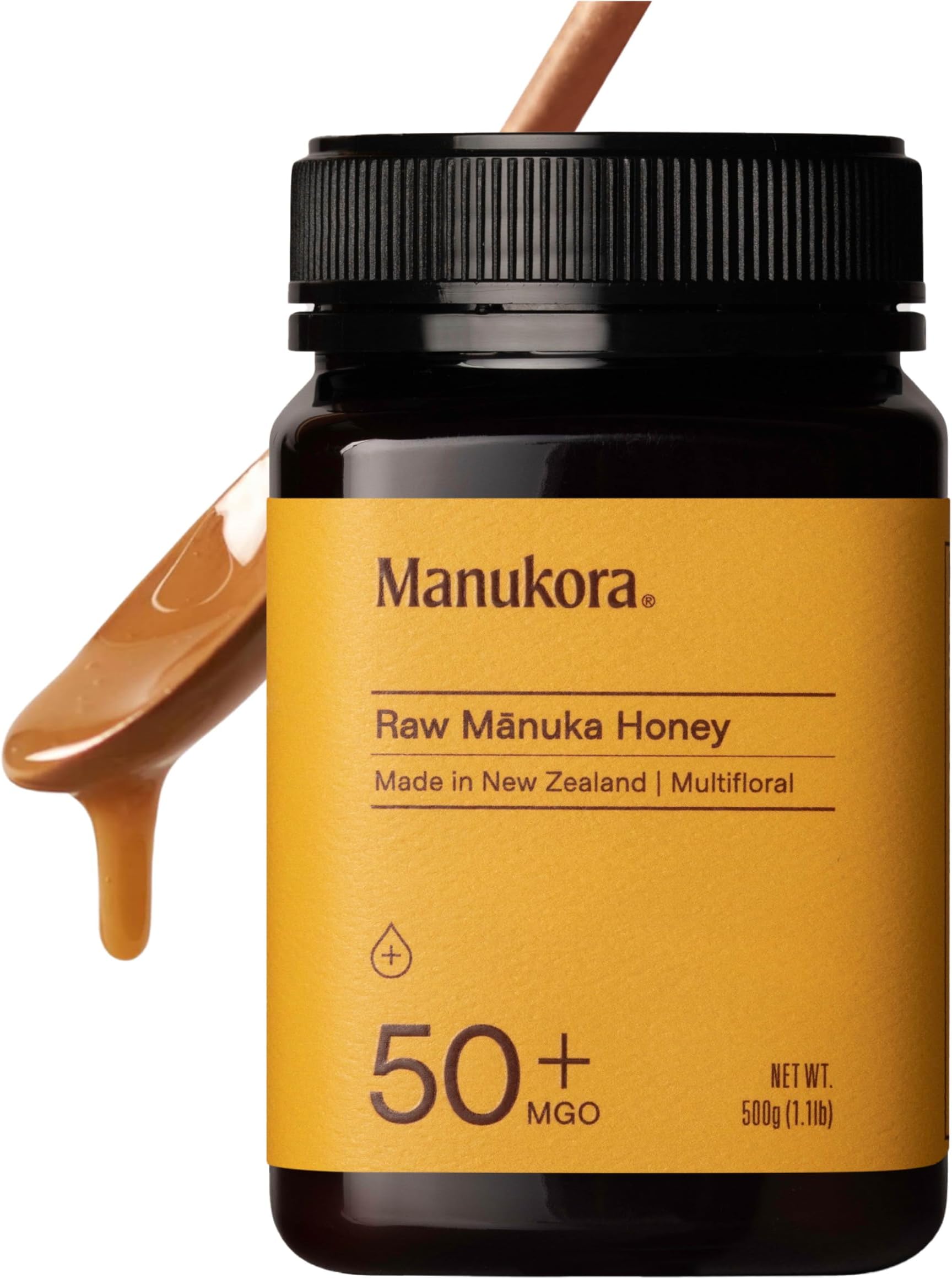 Manukora Raw Manuka Honey MGO 50+, New Zealand Honey, Superfood, 2000+ Natural Compounds, Non-GMO, 3rd-Party Tested, Glyphosate Residue Free, Traceable Hive-to-Hand, Immune and Daily Wellness Support, 500g