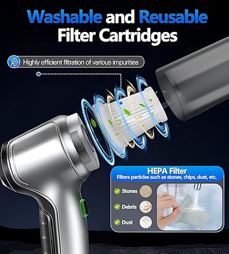 Miniatura 3 de Aspiradora portátil inalámbrica de mano fuerte y plumero de aire, alta potencia de succión 15000 PA, recargable, para automóvil, oficina en casa y