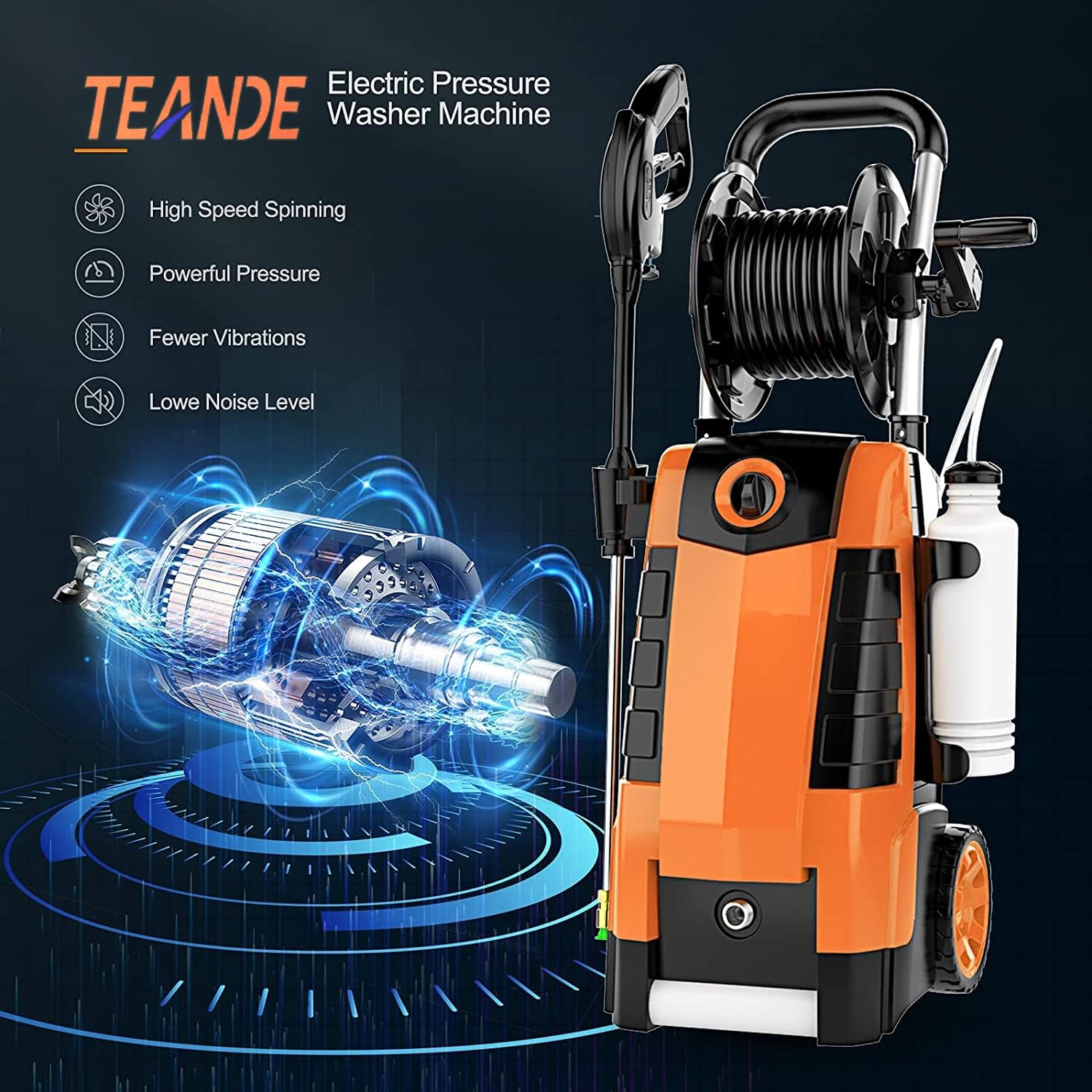 New Deal TEANDE Electric Pressure Washer 1.9GPM Electric Power Washer 1800W High Pressure Washer with Hose Reels (Brown) Get Cheap Price TEANDE Electric Pressure Washer 1.9GPM Electric Power Washer 1800W High Pressure Washer with Hose Reels (Brown)