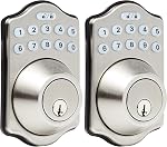 Amazon Basics Electronic Keypad Deadbolt Door Lock with Touch-Control Keyless Entry, keyless entry door lock, Keyed Entry Option, Traditional, Satin Nickel, 1-Pack
