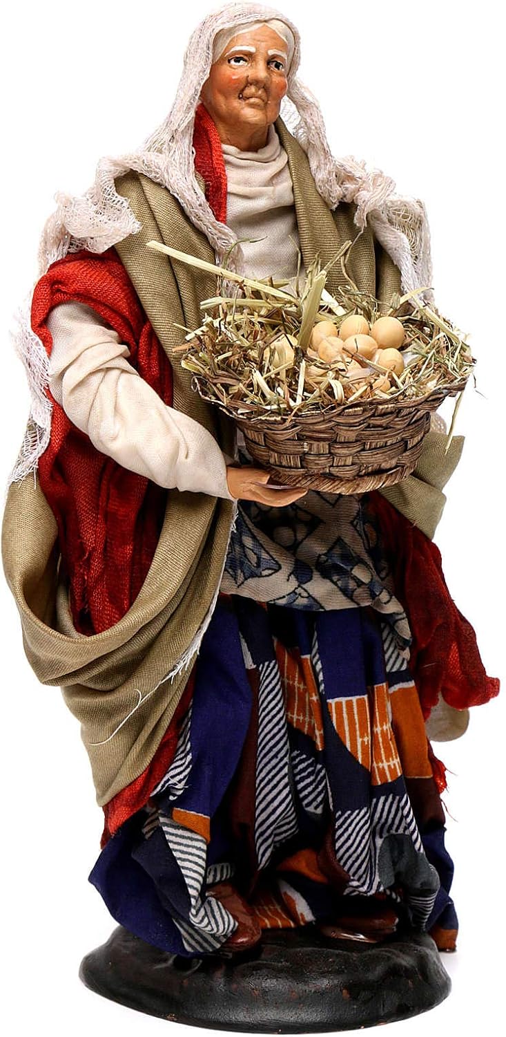 Holyart Neapolitan Nativity Figurine, Woman with Egg Basket 18cm