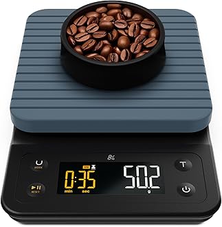 Coffee Scale with Timer – 0.1g Precision Digital Coffee & Espresso Scale for Pour-Over, Coffee Bean Weighing, Barista Brewing, Waterproof Cover, 3kg Capacity (Stone Blue)