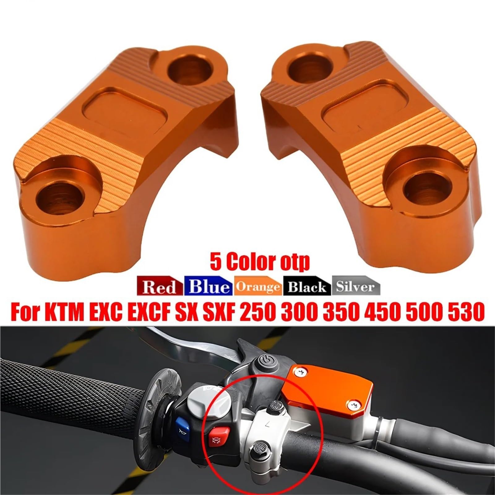 Bremsscheibenschutz Passend für KT-M 250 300 350 450 500 530 EXC EXCF SXF 65 85 SX 22MM Bremskupplungszylinder Klemmabdeckung Motorrad Frontscheibe Bremsschutz(Orange)