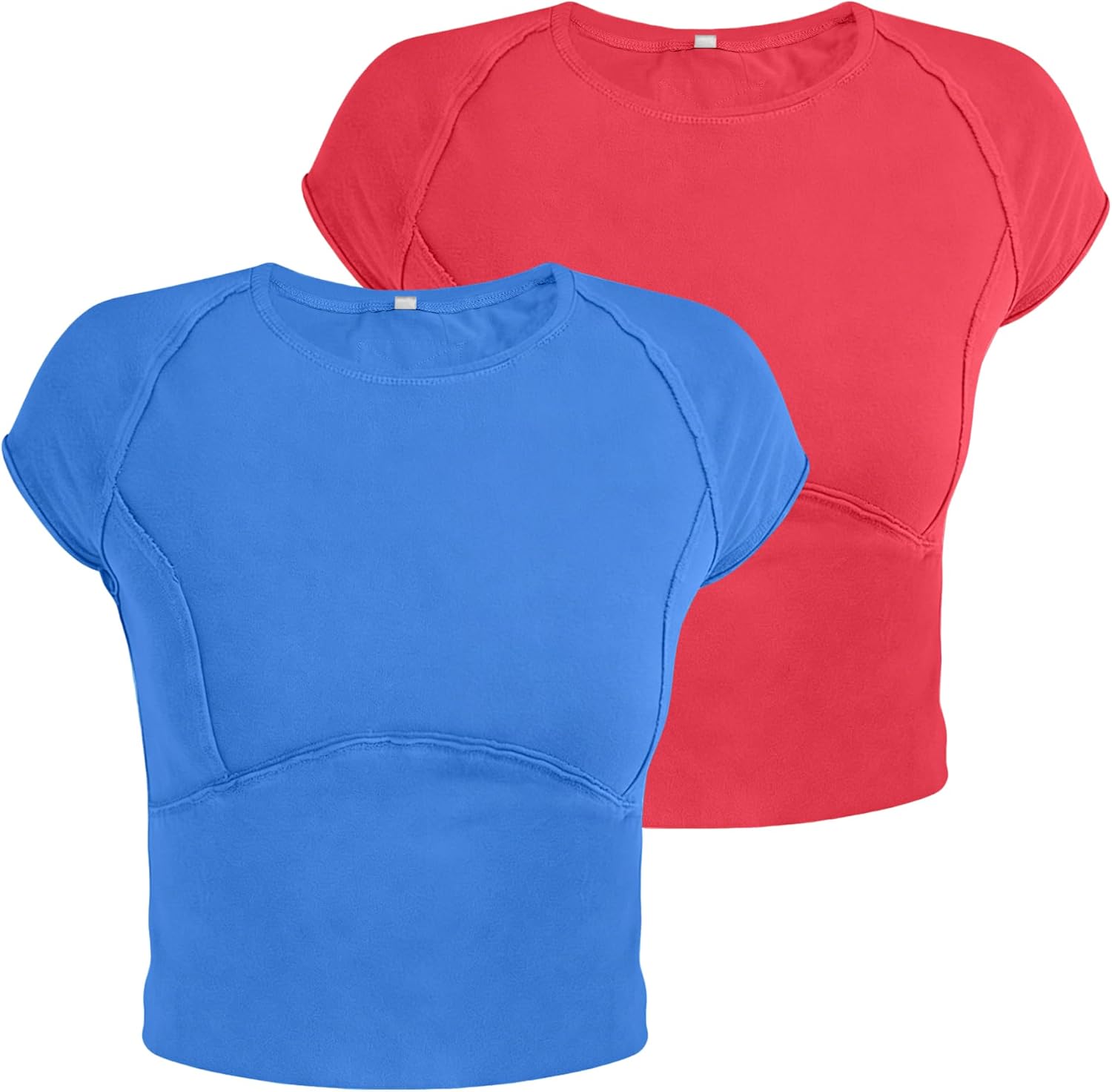 Aimiray Crop Tops for Women Short Sleeve Basic Baby Tee Y2K Top 2 Pack Fitted Cotton Summer Slimming Workout T Shirts Trendy