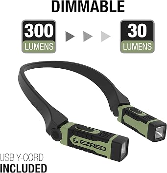 EZRED Anywear Rechargeable Neck Light for Hands-Free Lighting, Soft Green & Bright NK10 Anywear Neck Light for Hands-Free Lighting, Red and Black