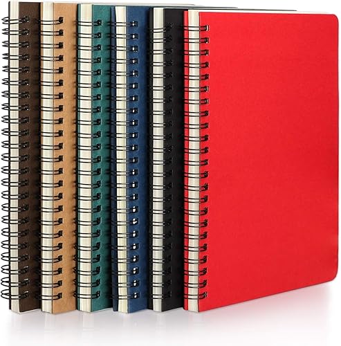 EUSOAR Cuaderno con rayas en espiral, tamaño A5, 6 paquetes de 5.5 x 8.3, 120 páginas, cuadernos de escritura de viajes, diario, cuaderno de notas,
