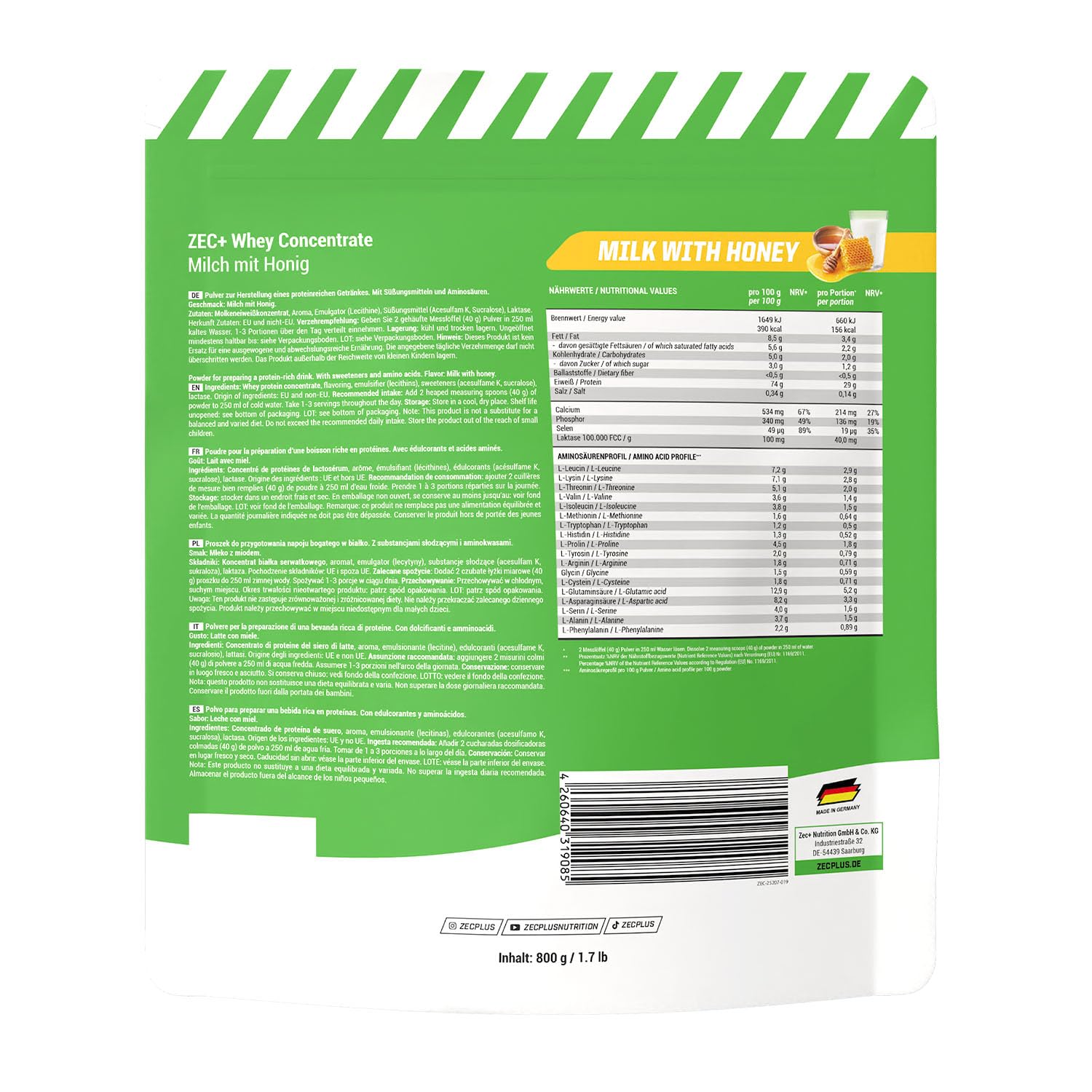 Zec+ Clean Concentrate (800g) Lait au miel