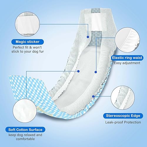 Miniatura 2 de Bandas desechables para el vientre para perros machos, pañales para cachorros machos con indicador de humedad, pañales suaves súper absorbentes para