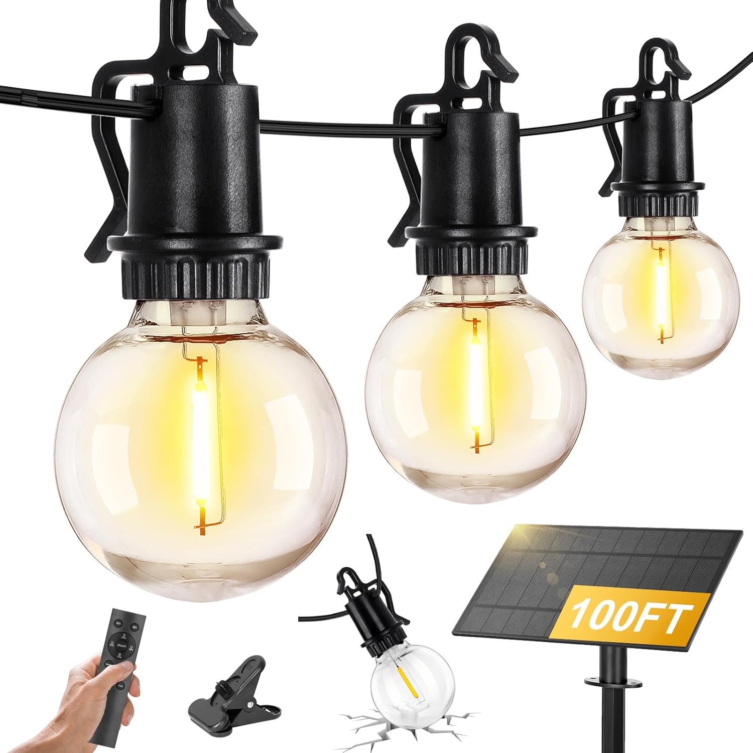 ZJOJO 100FT Solar Lights Outdoor Wateroproof, Solar String Lights with with Remote USB Port 32 LED Shatterproof,Dimmable Outdoor Lights Long Last for Garden,Patio, Backyard, Camping Christmas Light - Image 8