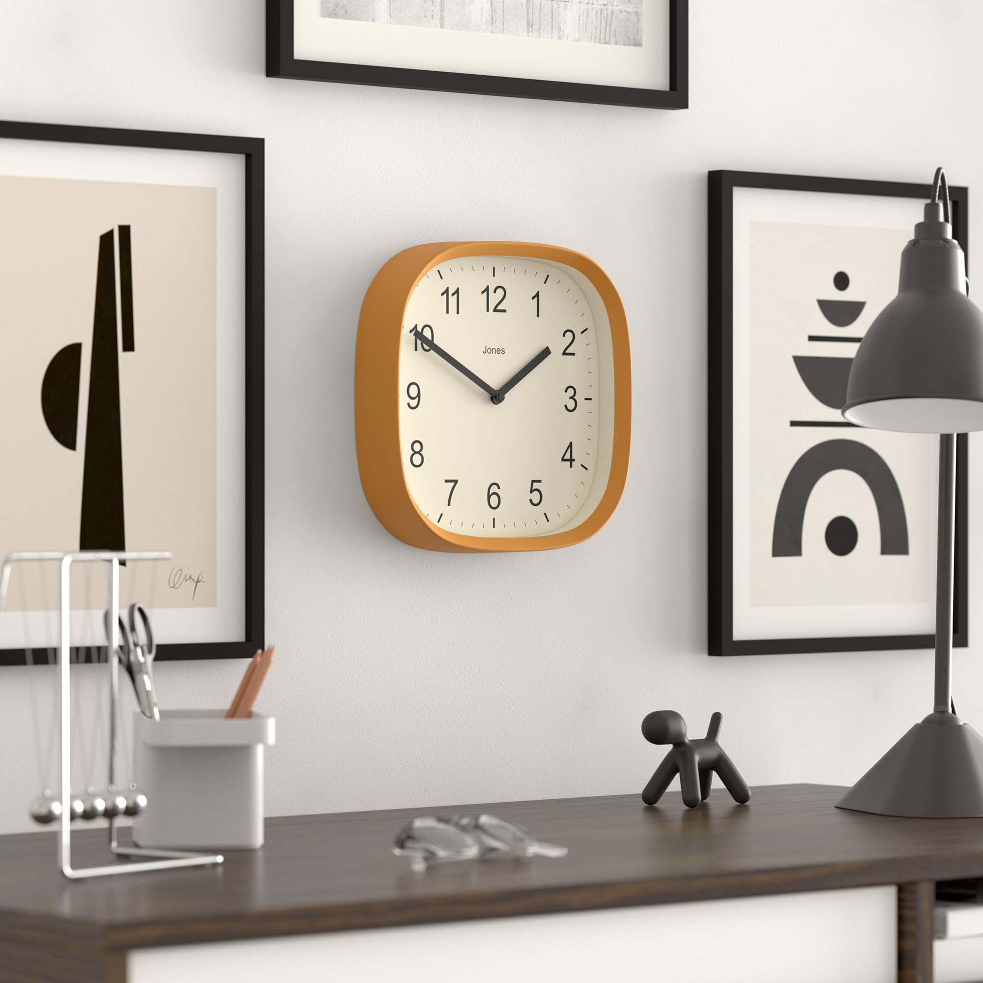 Jones Clocks® Sprite wall clock, Mustard Yellow, 25 x 25 x 5cm - Image 4