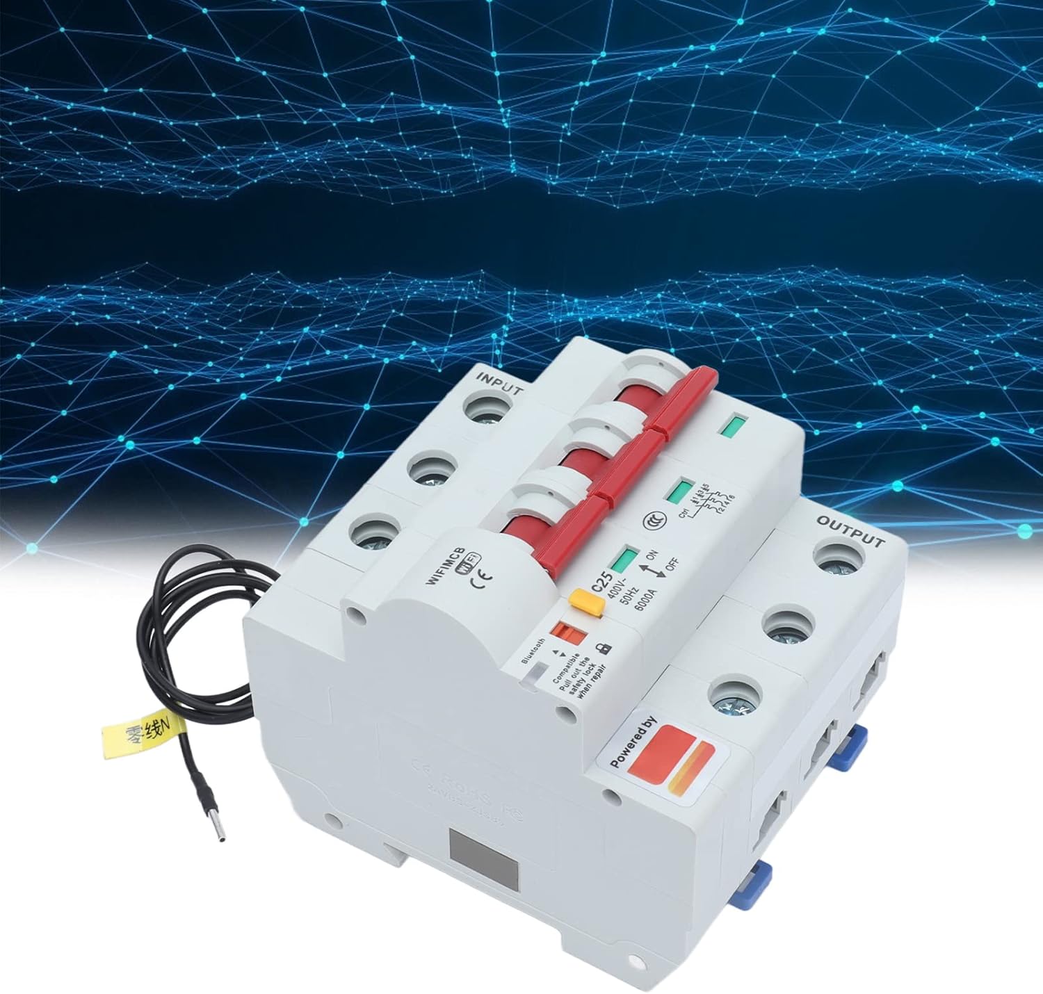 3P Circuit Breaker, PA66 Shell Cloud Server APP Control Leakage Protection Switch with Safety Lock for Power Supply Equipment for Outdoor Lighting (Color : 25a)
