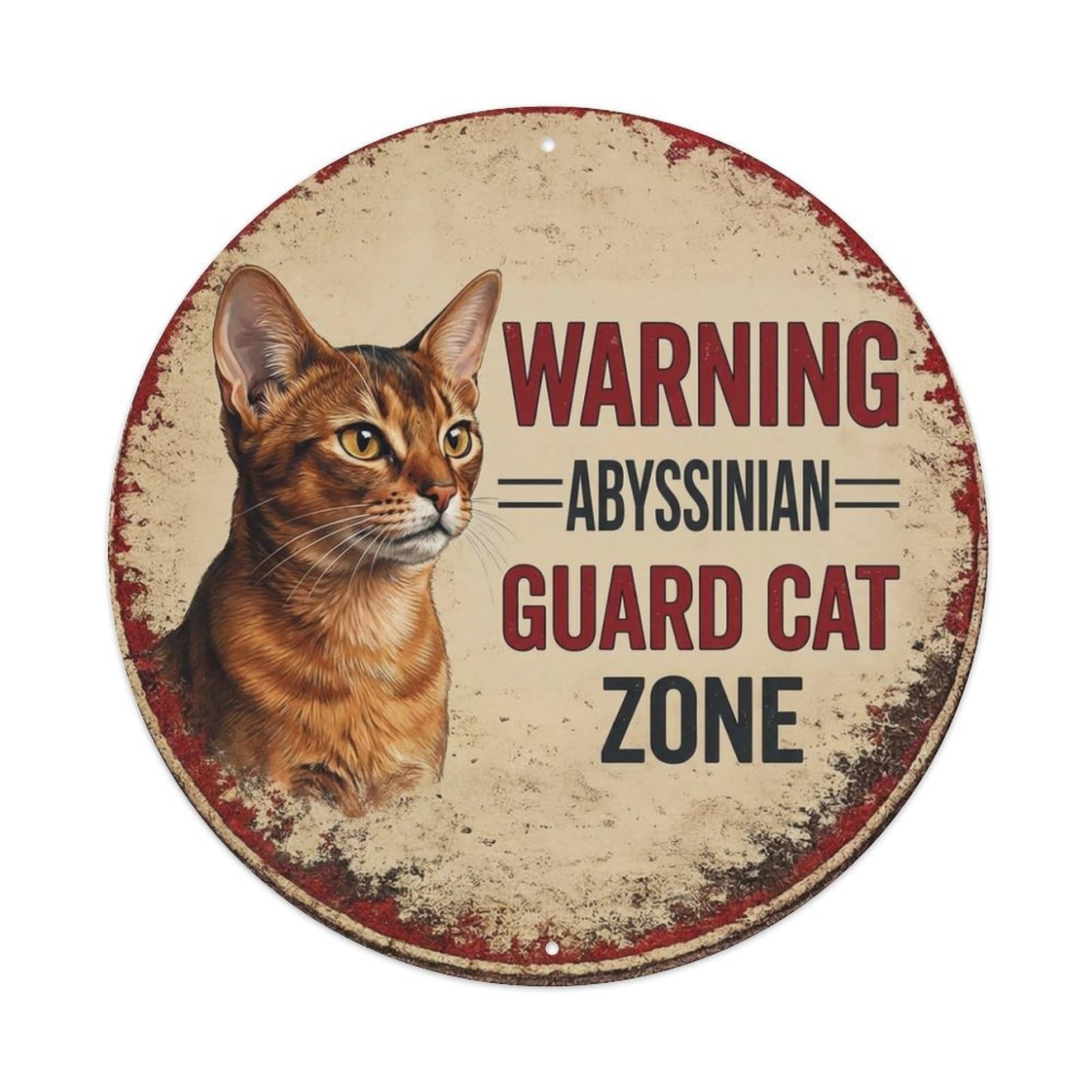 Tgrcjimh Style Metal Tin Sign Vintage Warning Abyssinian Cat