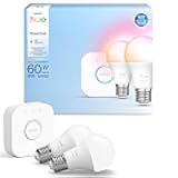 Essential Starter Kit: Bridge + 2 Essential E26 Smart Bulbs, White and Color Ambiance, 2200K-6500K, Dimmable, Works with Alexa, Google Assistant, Samsung SmartThings, Apple Home