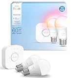 Essential Starter Kit&colon; Bridge &plus; 2 Essential E26 Smart Bulbs&comma; White and Color Ambiance&comma; 2200K-6500K&comma; Dimmable&comma; Works with Alexa&comma; Google Assistant&comma; Samsung SmartThings&comma; Apple Home