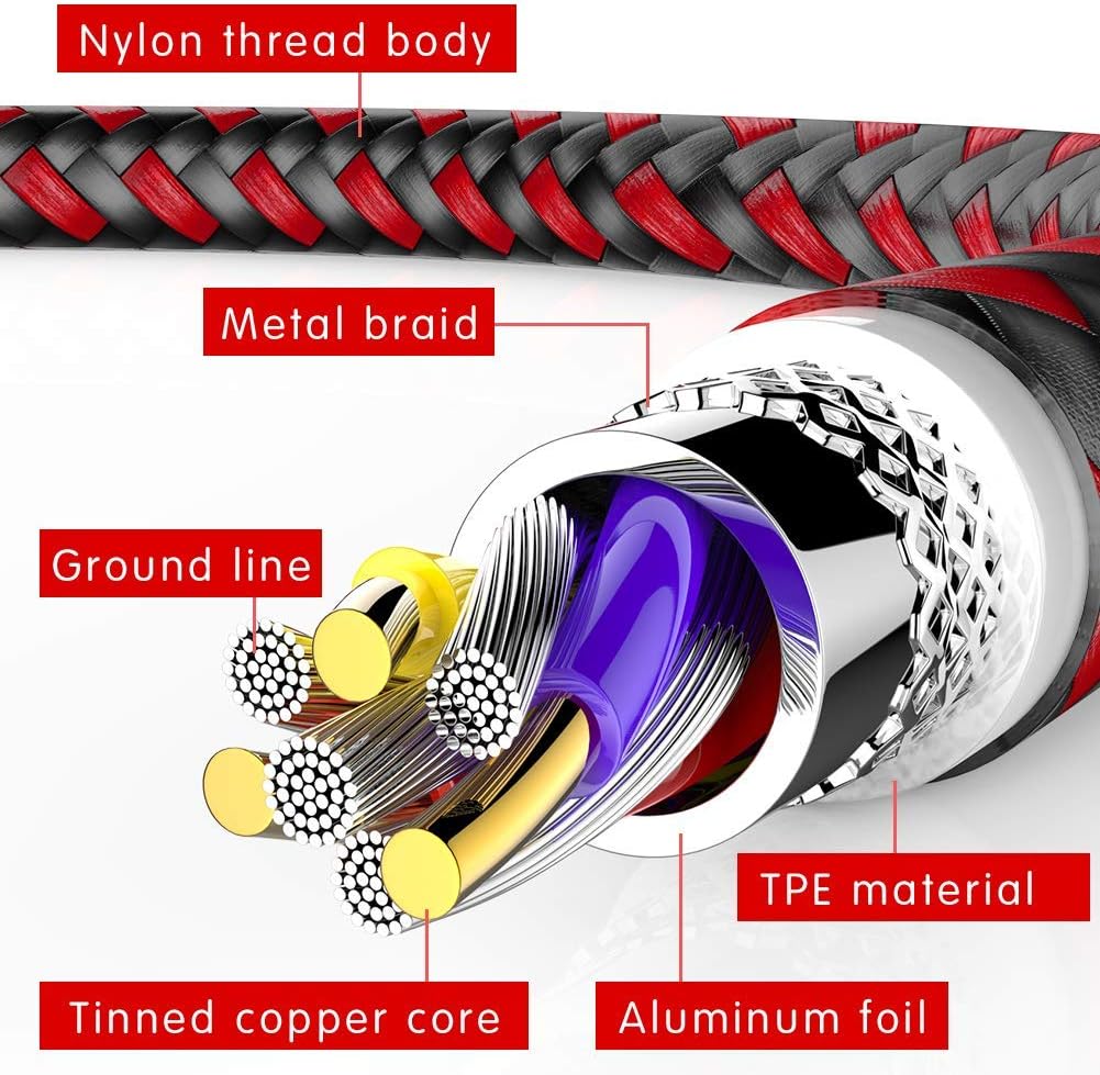 iPhone Charger,Estbuc 5Pack[3/3/6/6/10ft] Lightning Cable[Apple MFi Certified] Fast Charging High Speed Data Sync Compatible with iPhone 13 Pro/12/12 Mini/12 Pro Max/11 Pro Max (Black and Red) : Electronics