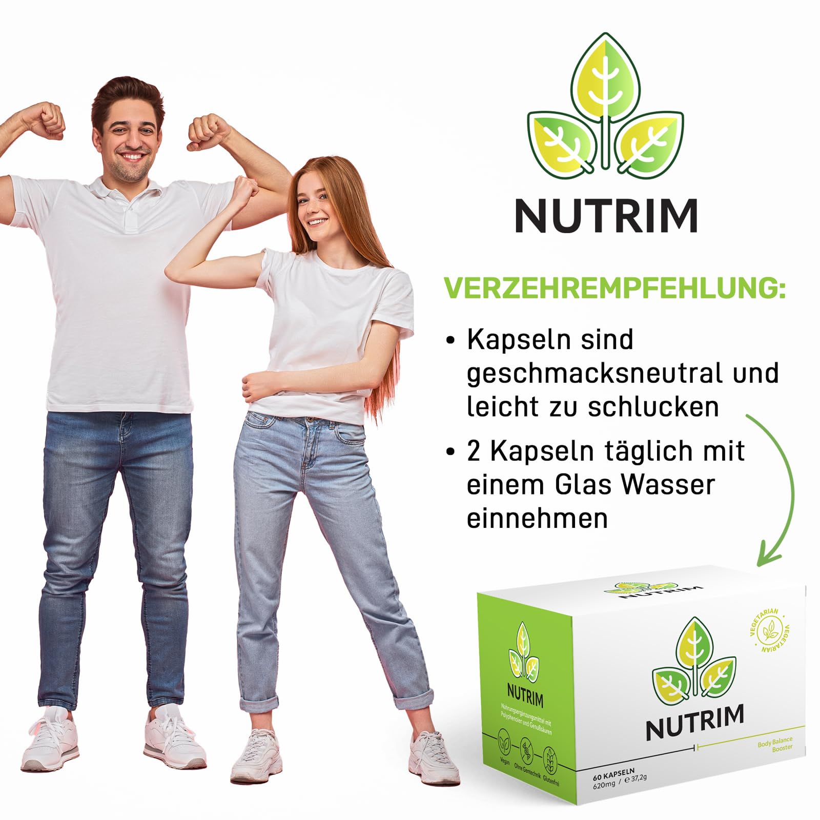 NUTRIM Superfood-Komplex – 1 x 60 Kapseln mit Knotentang, Ingwer, Grünem Tee, Grünem Kaffee und Kardamom – natürliche Unterstützung für Ihre Ernährung - Nahrungsergänzungsmittel
