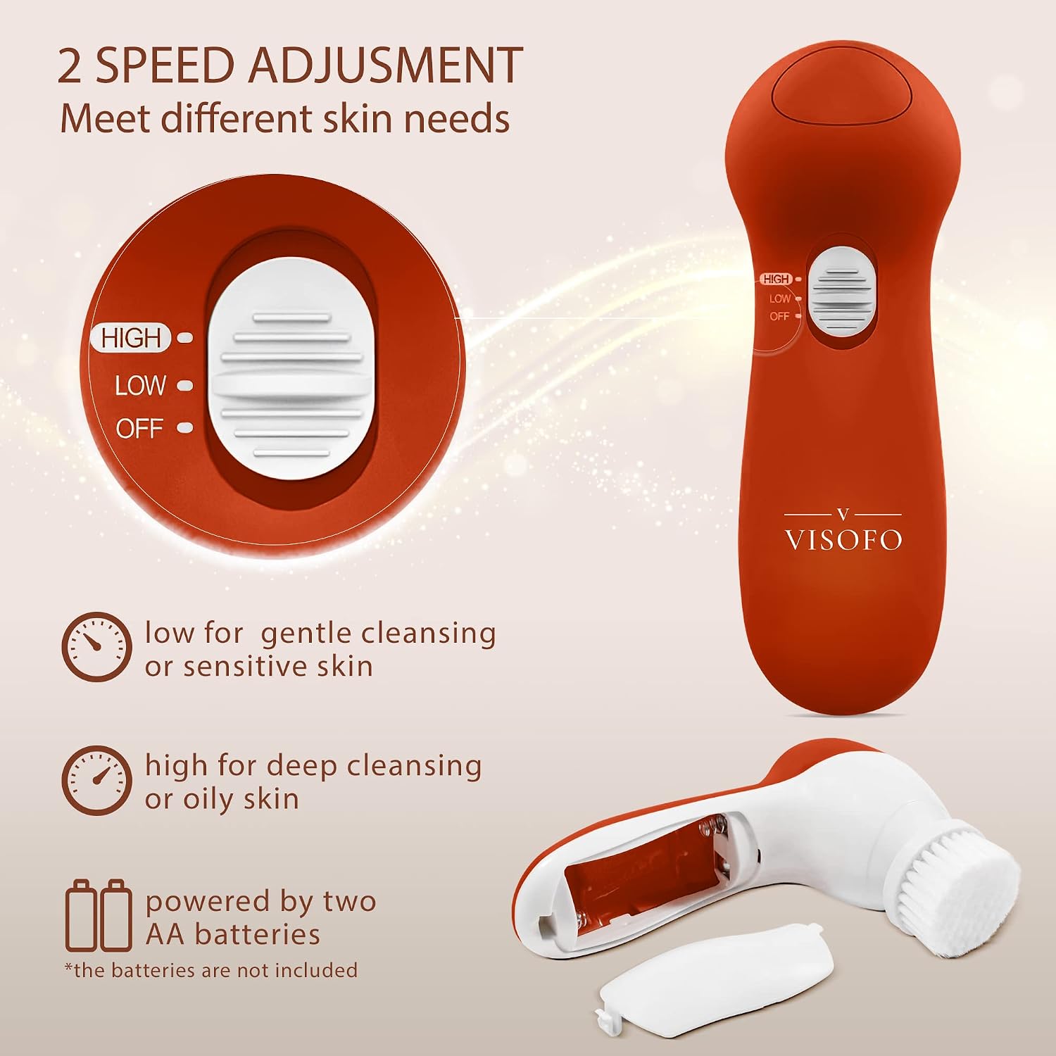 Facial Cleansing Brush | Face Scrubber Exfoliator Wash Cleansing Exfoliating Powered Electric Brushes Spin Cleanser Cleaning Scrub Oily Mixed Normal Dry Skin Including 7 Heads (Rubin)