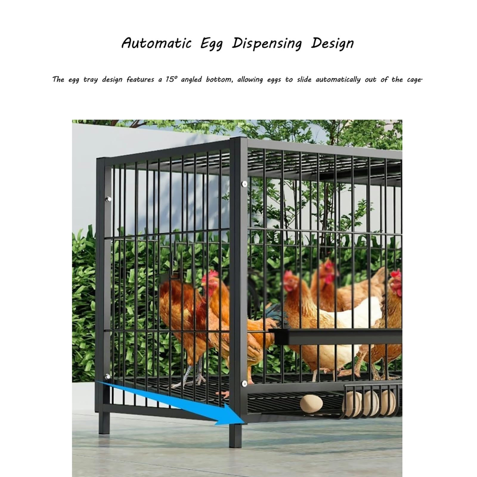 Gallinero con polea y nidales, Reforzado con Alambre de Acero Engrosado, Completamente Equipado, de fácil Montaje, Adecuado para Uso en Interior y Exterior.-M