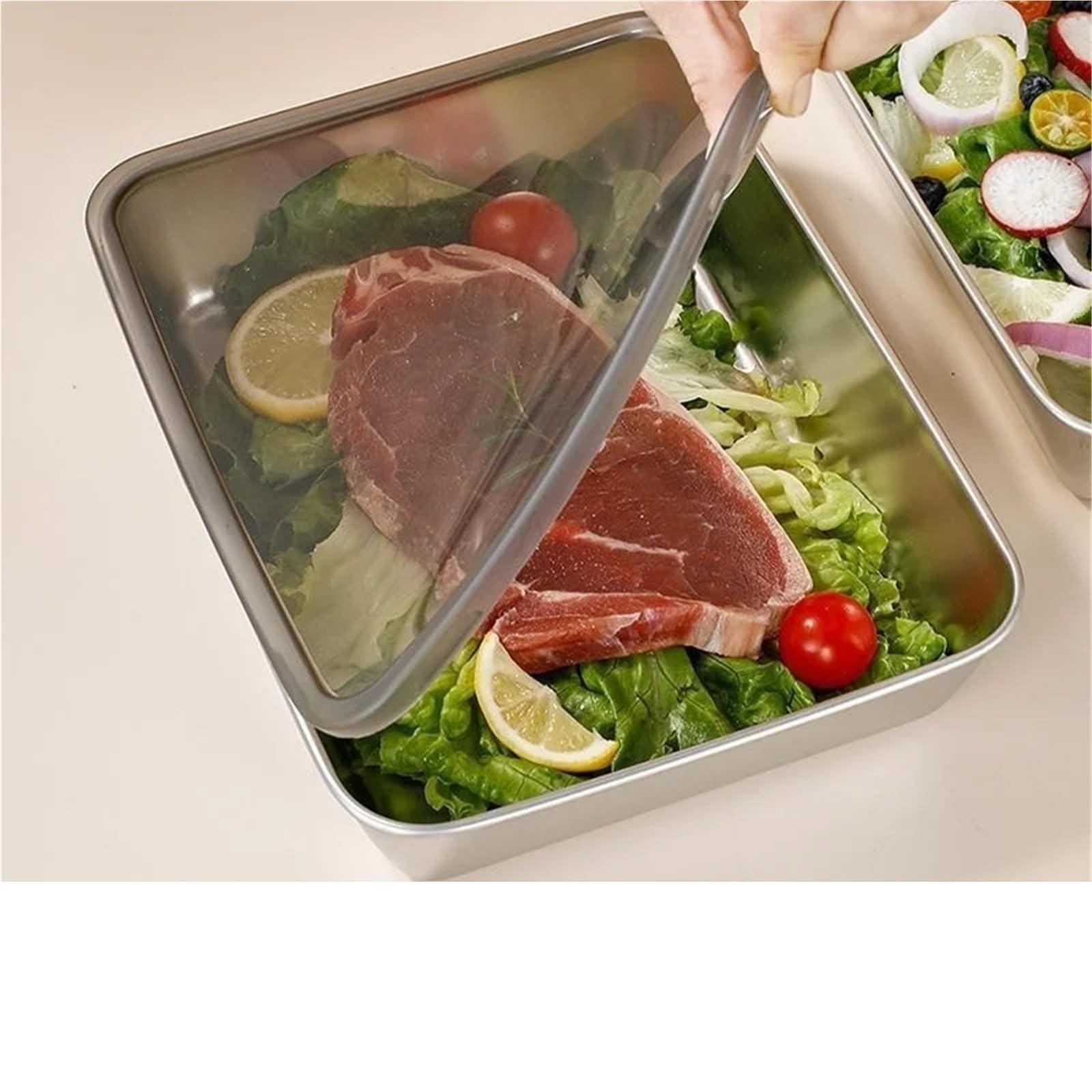 Boite conservation alimentaire acier inoxydable 1 boîte hermétique en acier inoxydable avec couvercle for raviolis, idéale for la préparation des repas et l'organisation au réfrigérateur