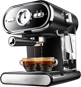 Coffee Maker 20bar Coffee Maker Espresso Cup Semi-Automatic Home Visualization Milk Foam Dual Temperature Control for Cappuccino Latte Commercial Home Espresso Maker Color Black, Size One Size