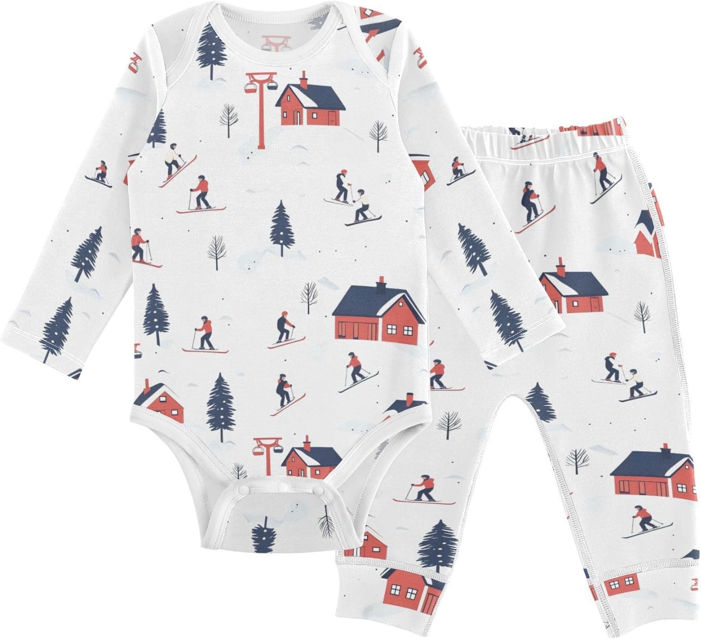 vvfelixl Baby Bodysuits Pants Sets Skii Snowboard People Long Sleeve Baby Clothes for Boys Girls 0-3M