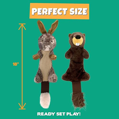 Miniatura 4 de Pet Factory Shake & Squeak Critter Tugz - Juguete de peluche para perro, seleccionado al azar, conejo o castor, talla única