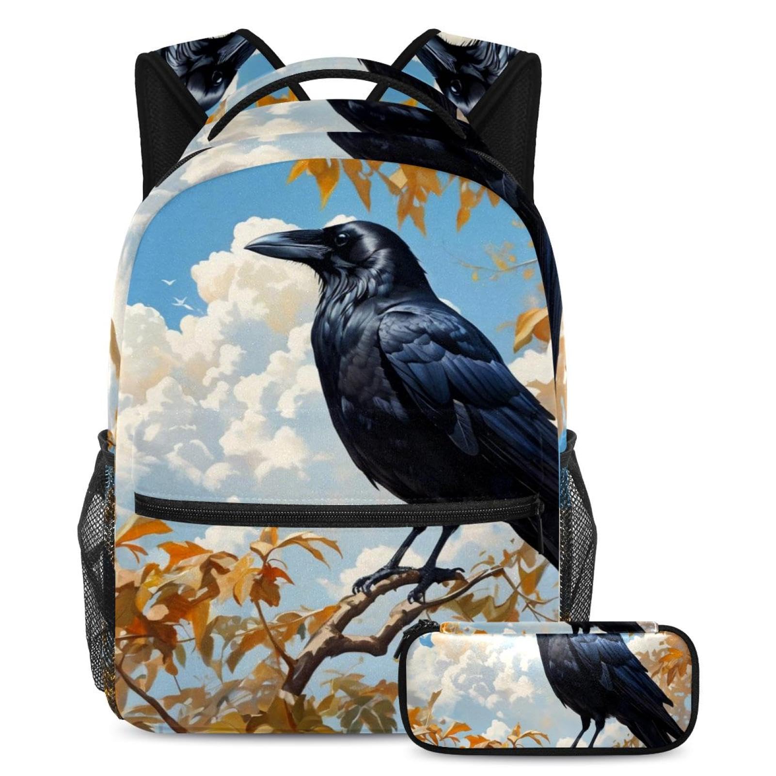 Sac à dos daypack corbeau multicolore 2 pièces avec grand volume