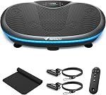 MERACH Machine d'exercice de plaque de vibration, 4D Platform vibrante pour tout le corps avec cordon d'éclairage Bluetooth, équipement de fitness à domicile pour les femmes hommes