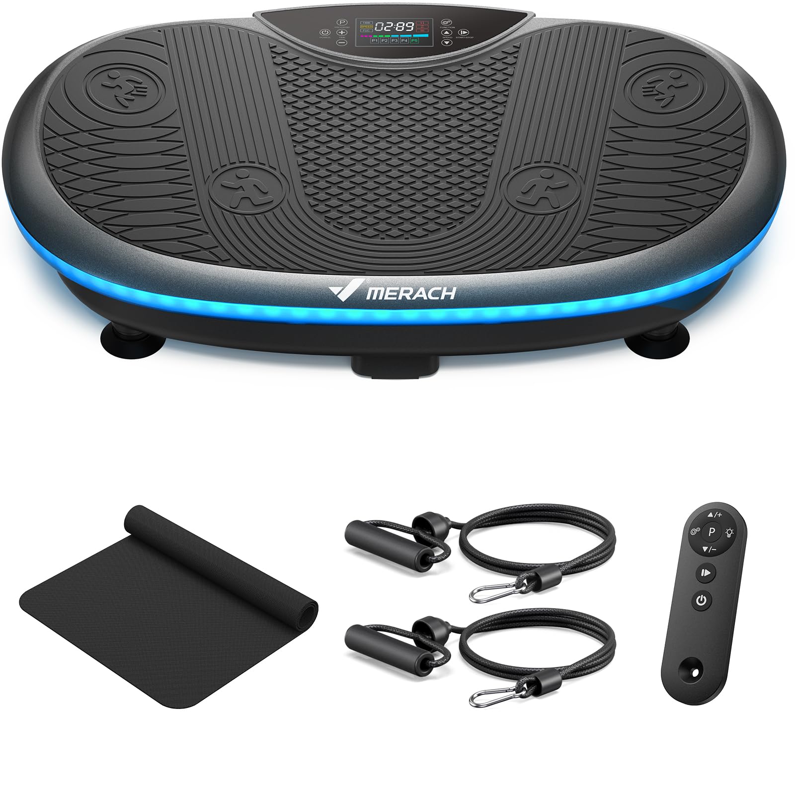 MERACH Vibration Plate Exercise Machine, 4D Whole Body Workout Vibrating Platform for Lymphatic Drainage Weight Loss Muscle Activation, Home Fitness Equipment with Bluetooth Light Pull Cord