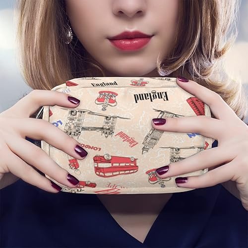 Miniatura 6 de Pardick Bolsa de maquillaje con símbolos de Londres de Inglaterra, bolsa de maquillaje para bolso, bolsa de cosméticos de viaje, pequeña bolsa de