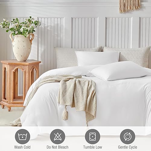 Miniatura 14 de Lekesky Juego de funda de edredón tamaño King, de microfibra suave, bohemio, azteca, azul, bohemio, con cierre de cremallera, lazos en las esquinas