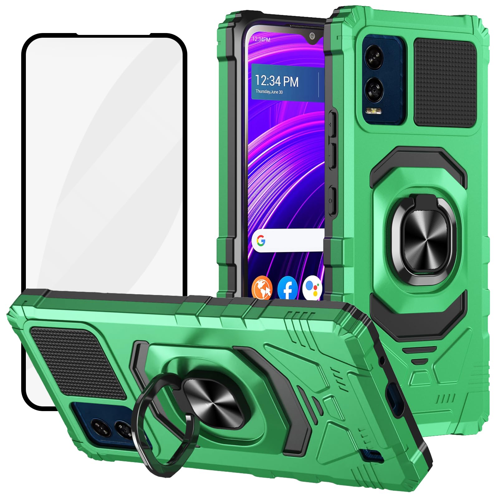 Ailiber for BLU Phone Case, View Speed Case with Screen Protector, Ring Kickstand for Magnetic Car Mount, Heavy Duty, Military Grade Protective Cover