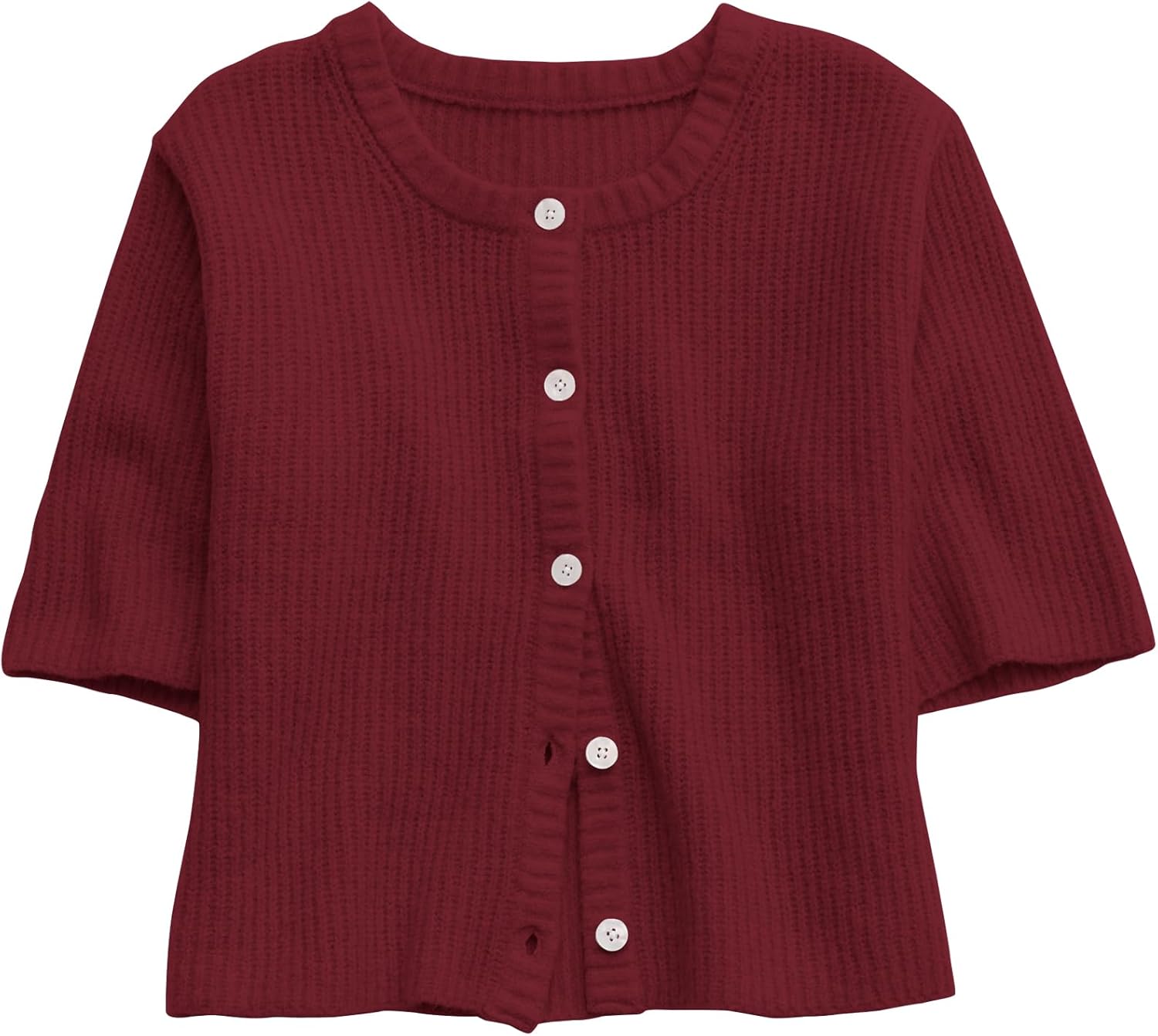 Gacaky Women's Lightweight Cardigan Sweater Short Sleeve Casual Crewneck Button Soft Knit Cardigans Sweater Tops