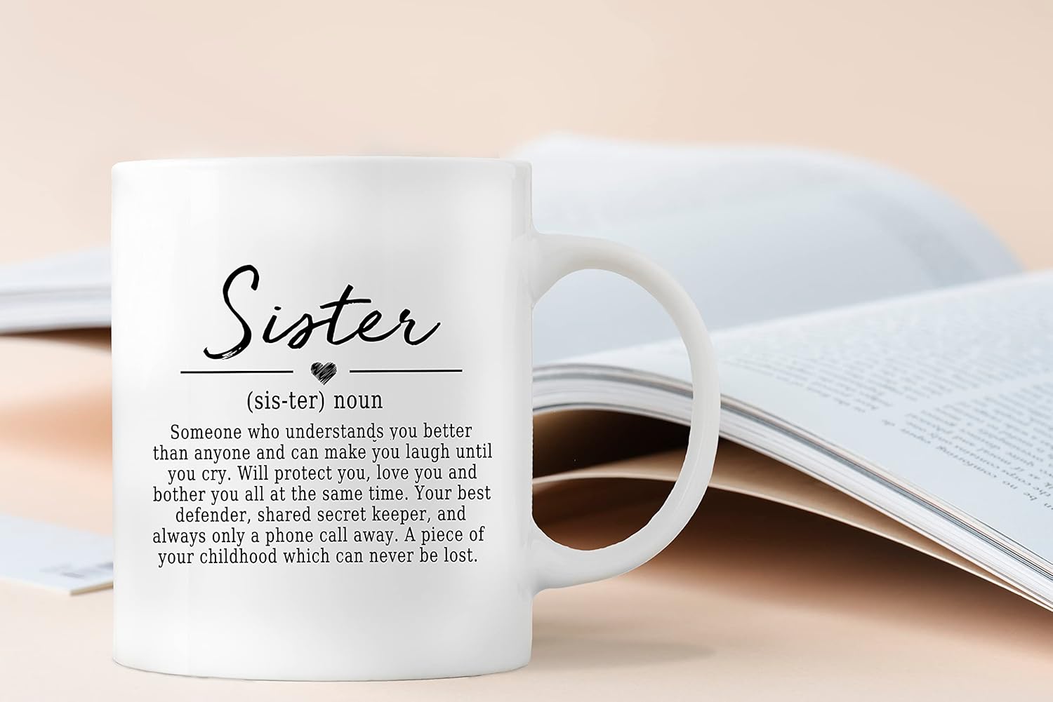 QASHWEY Sister Definition Coffee Mugs Mug, SisterBirthday Christmas Wedding Gifts from Sister Brother,InspirationalSister Gift Double Side Printed Ceramic Mug Cup 11 Ounce - Image 2