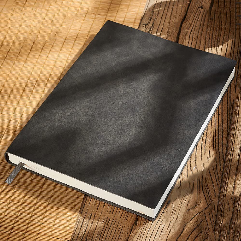 A4/B5/A5 Grand Journal d'affaires en Cuir Cahier de Bureau Agenda Journal Ligne Page épaissie Bloc-Notes 260 Feuilles, Noir, B5