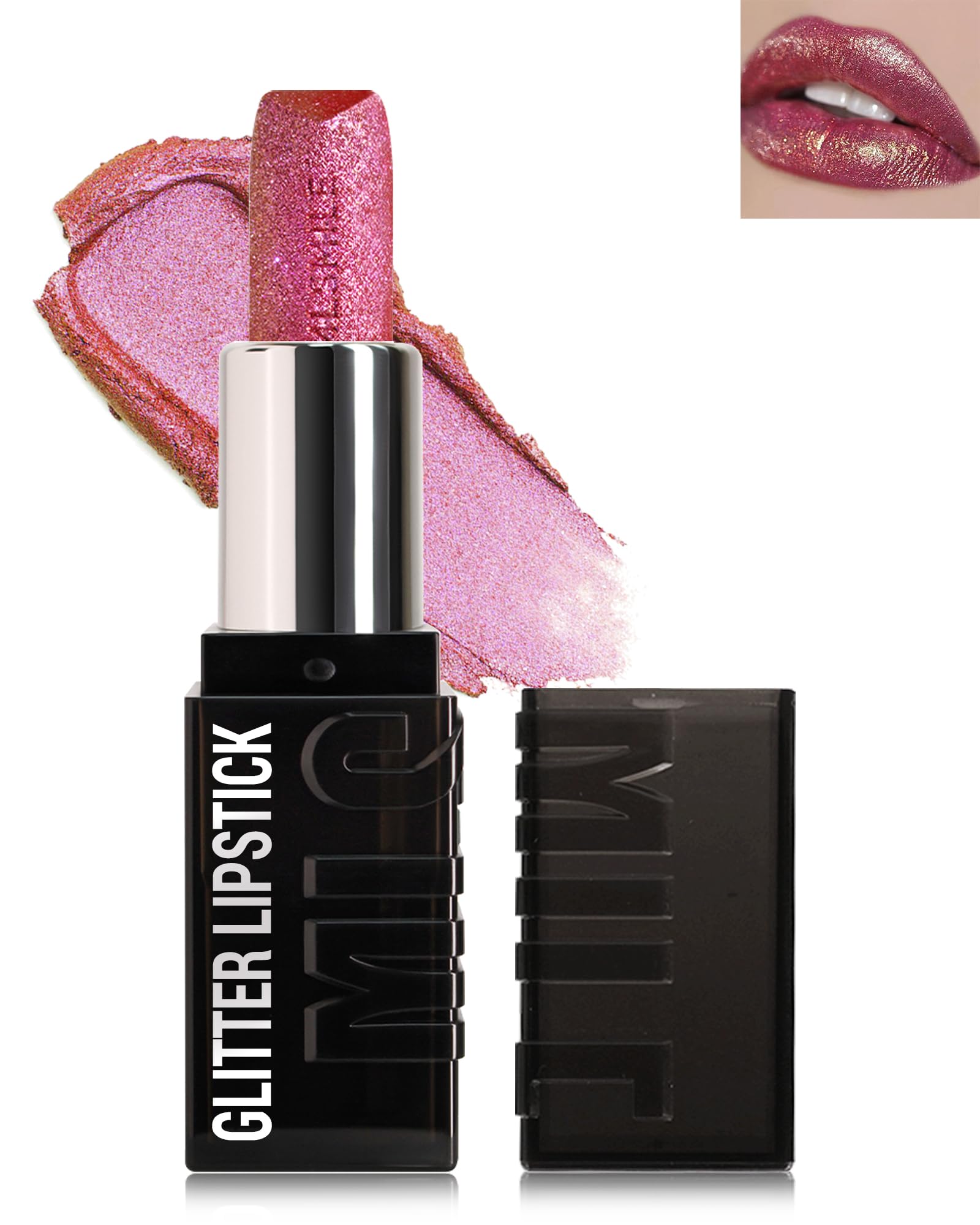 Lápiz labial mate con purpurina de diamantes, de larga duración, impermeable, rojo rubí, metálico, brillante, alto pigmento, antiadherente, brillo de labios, brillo de labios de cobertura completa,