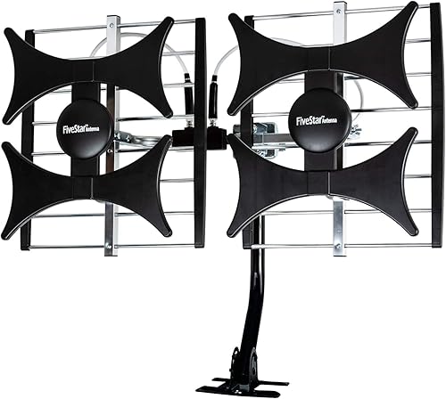 Antena amplificada HDTV multidireccional de 4 V de cinco estrellas, alcance de hasta 200 millas, UHFVHF, interior, ático, exterior, radio FM 1080P